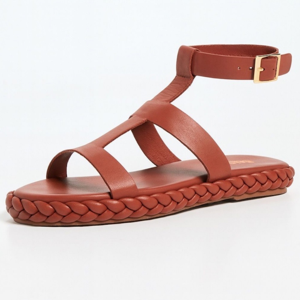 Kaanas Cedros T Strap Cage Sandals Brick Size 10